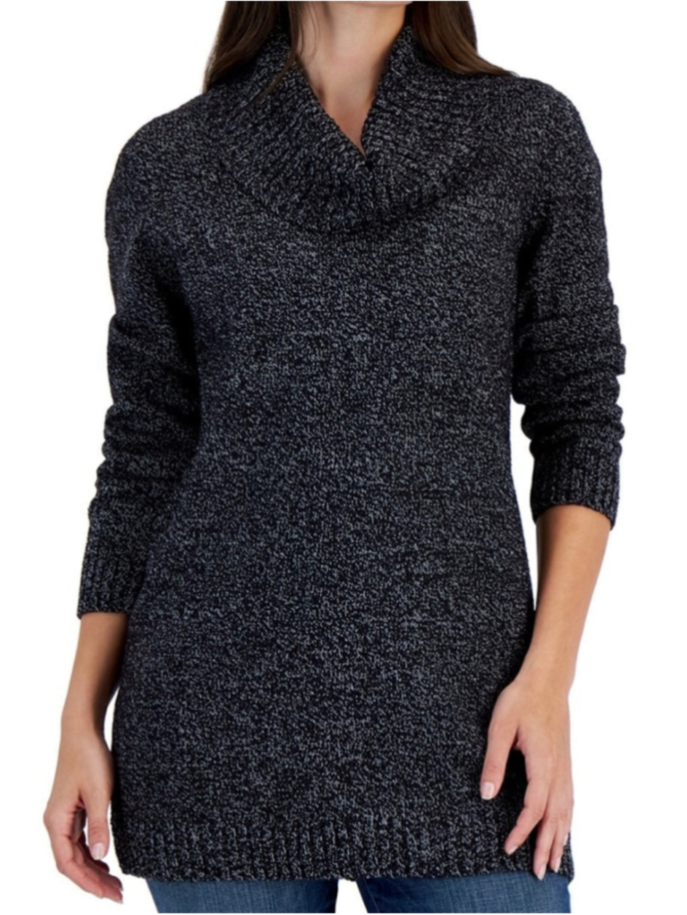Karen Scott Cowl neck Chunky Sweater, Size M Purple Shimmer